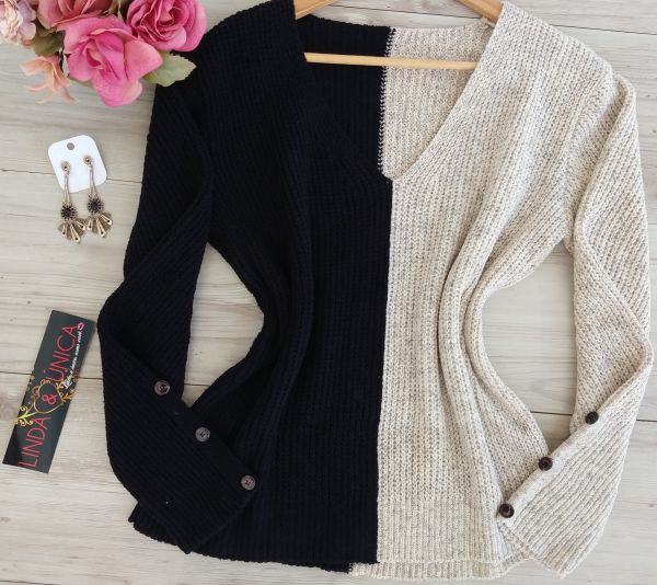Blusa duas cores tricot