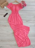 Vestido Longo com Manguinha e Lastex