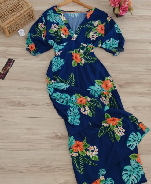 Vestido Longo Decote Plus Size
