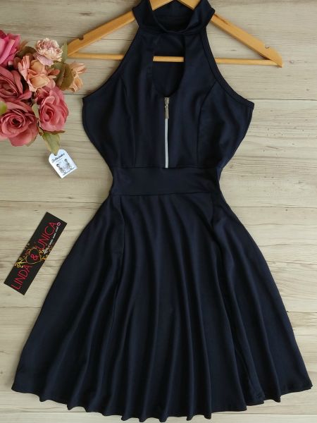 Vestido rodado com zíper