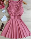Vestido rodado com cinto